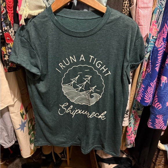 Tops - Green Graphic Tee with Nautical Design